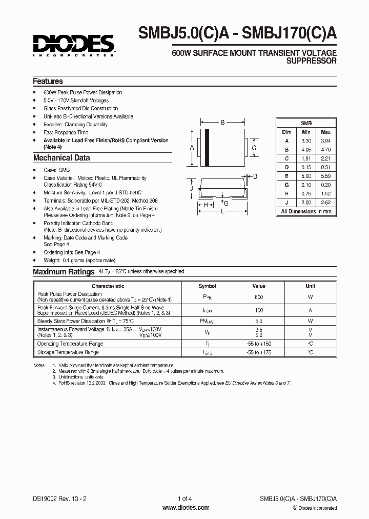 SMBJ85CA-13_6348451.PDF Datasheet