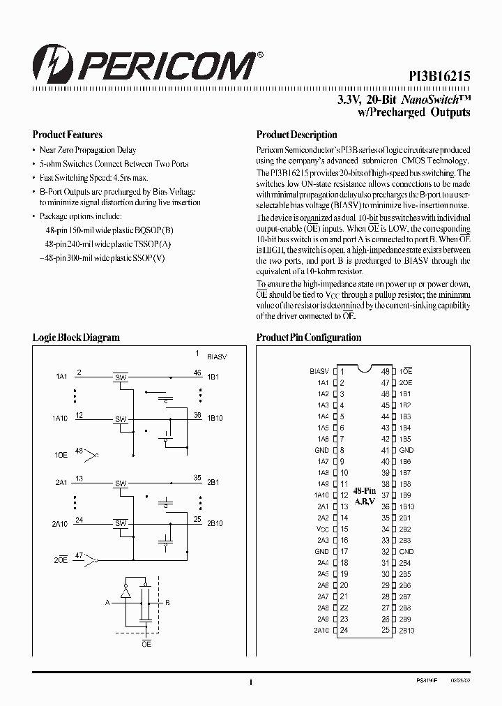 PI3B16215_6367390.PDF Datasheet