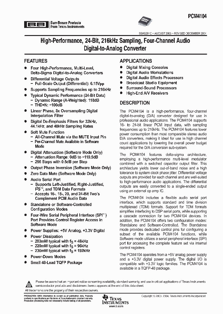 PCM4104_6368110.PDF Datasheet