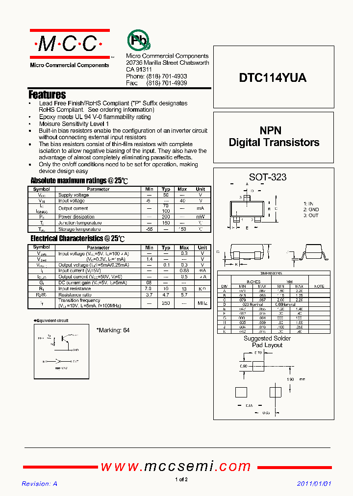 DTC114YUA11_6369494.PDF Datasheet
