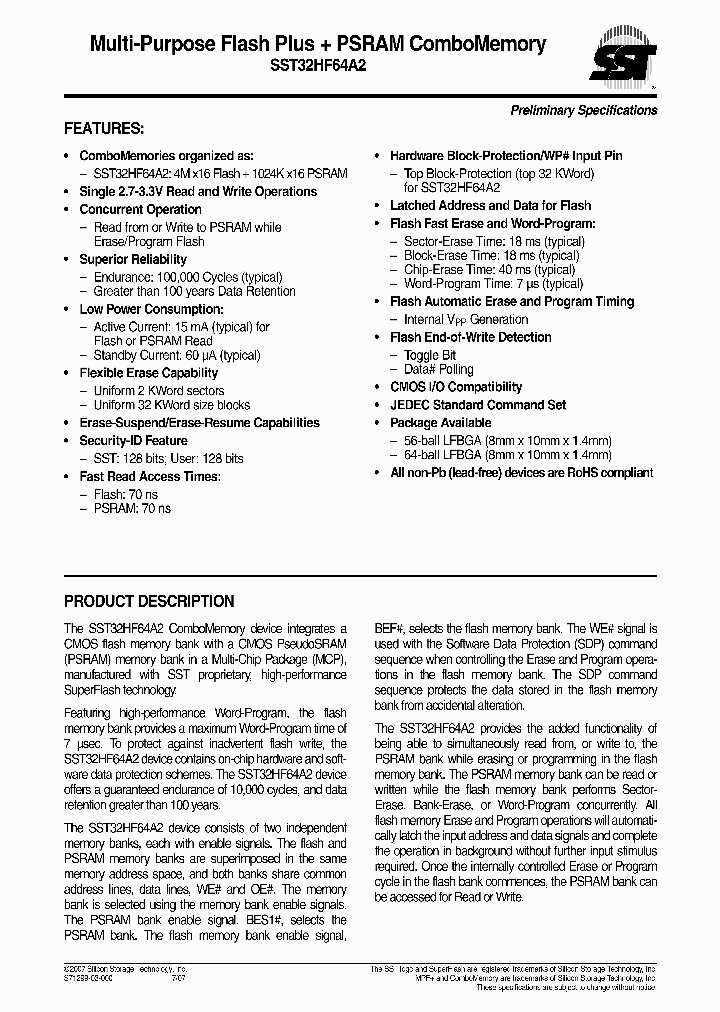 SST32HF64A2-70-4E-L2SE_6377114.PDF Datasheet