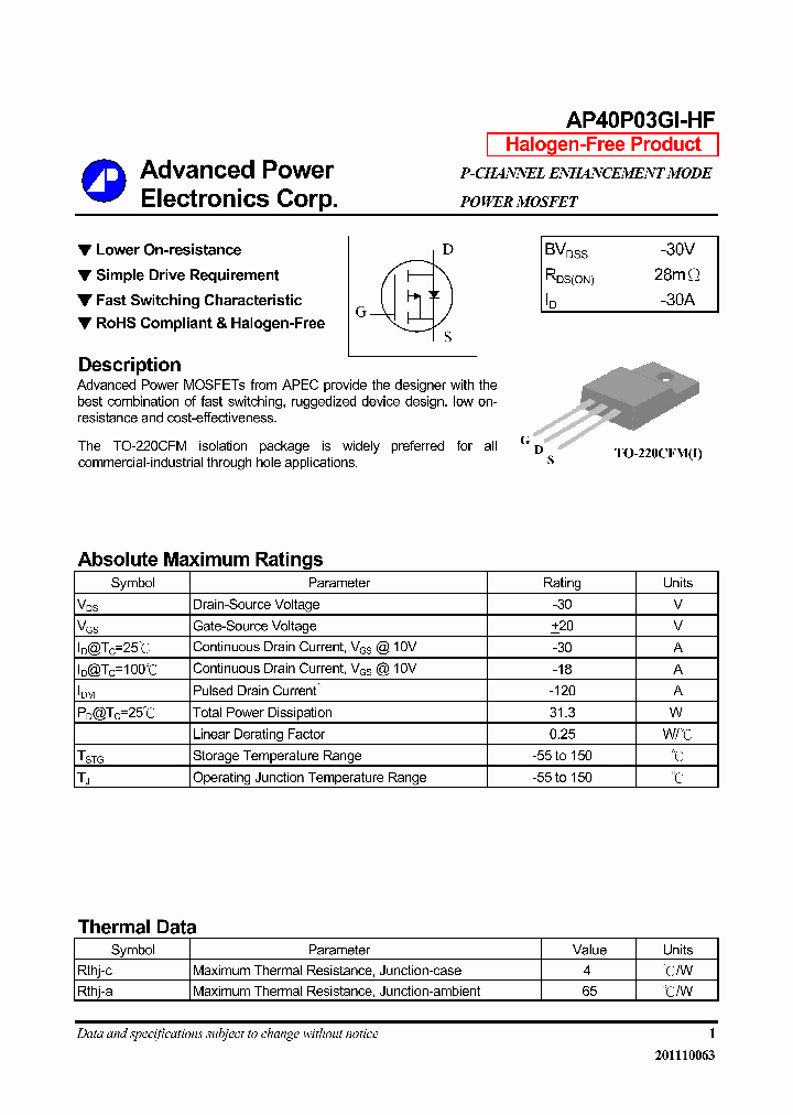 AP40P03GI-HF_6386149.PDF Datasheet