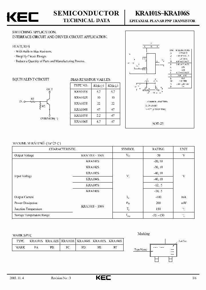 KRA101S03_6448181.PDF Datasheet