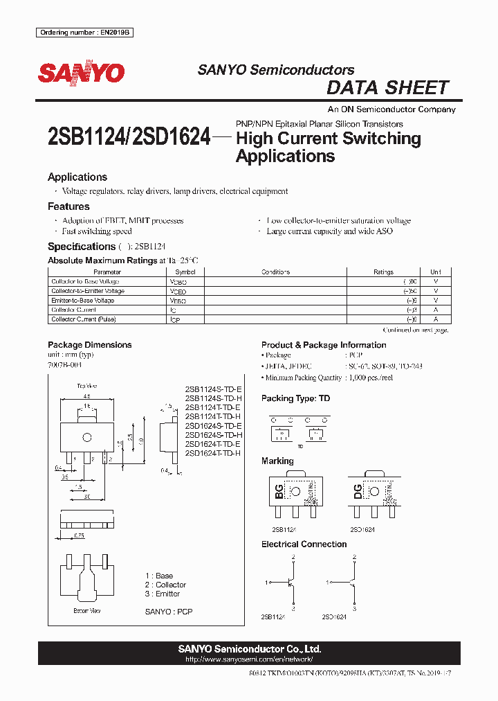 2SD1624T-TD-E_6449816.PDF Datasheet