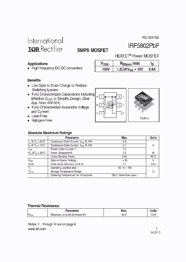 IRF5802TRPBF_6487426.PDF Datasheet