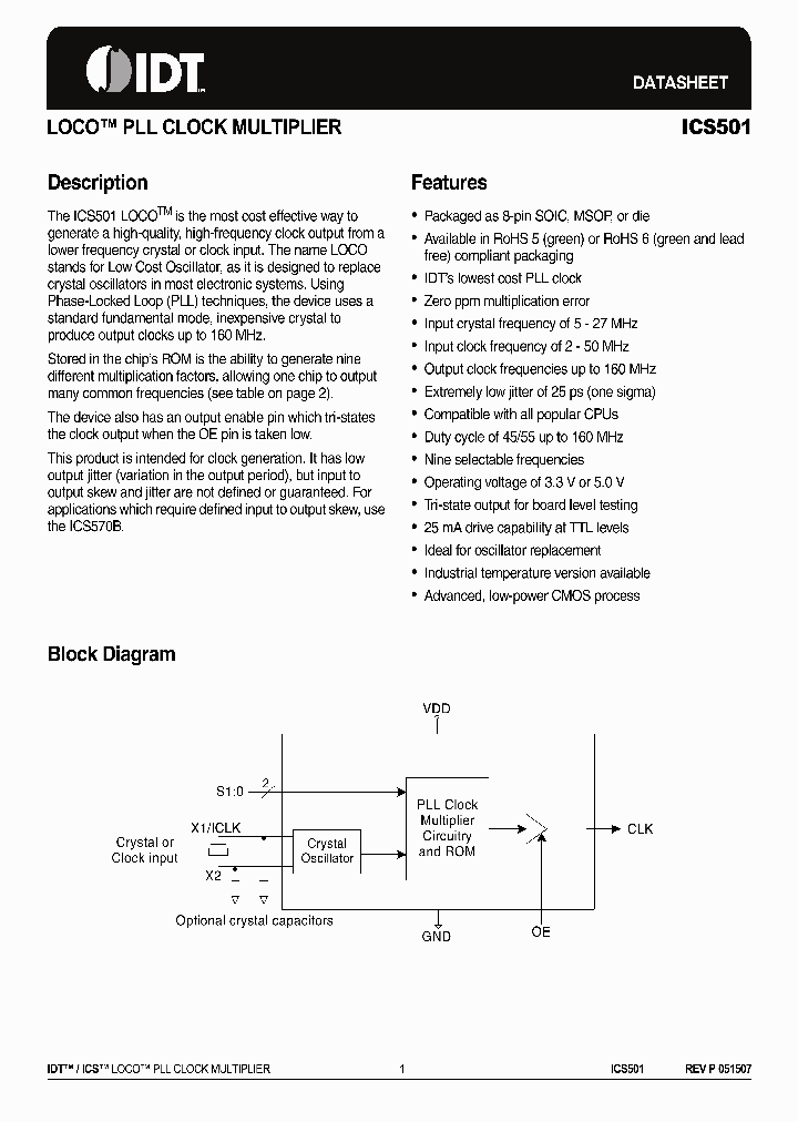 ICS501MLFT_6511556.PDF Datasheet