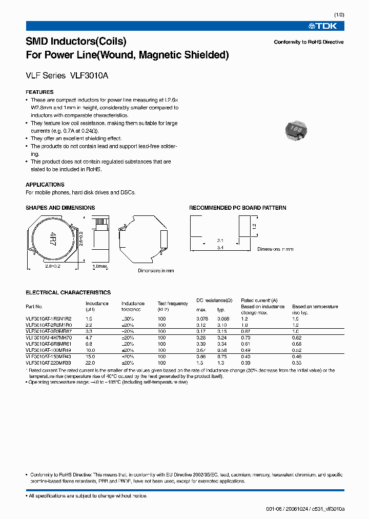 VLF3010A_6514996.PDF Datasheet