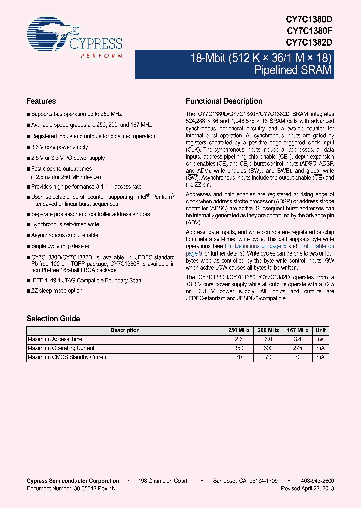 CY7C1380D-250AXC_6518384.PDF Datasheet