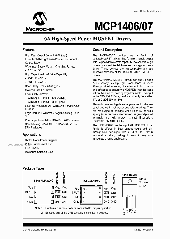 MCP1407_6524341.PDF Datasheet