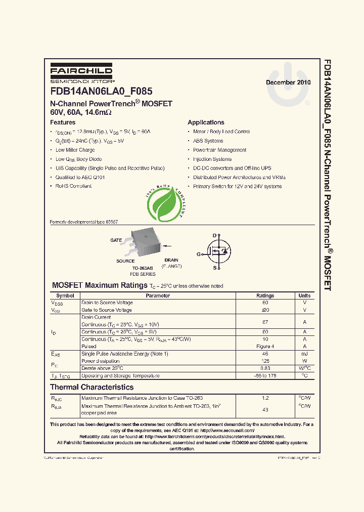 FDB14AN06LF085_6554337.PDF Datasheet