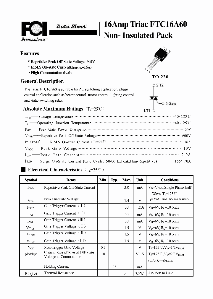 FTC16A60_6555461.PDF Datasheet
