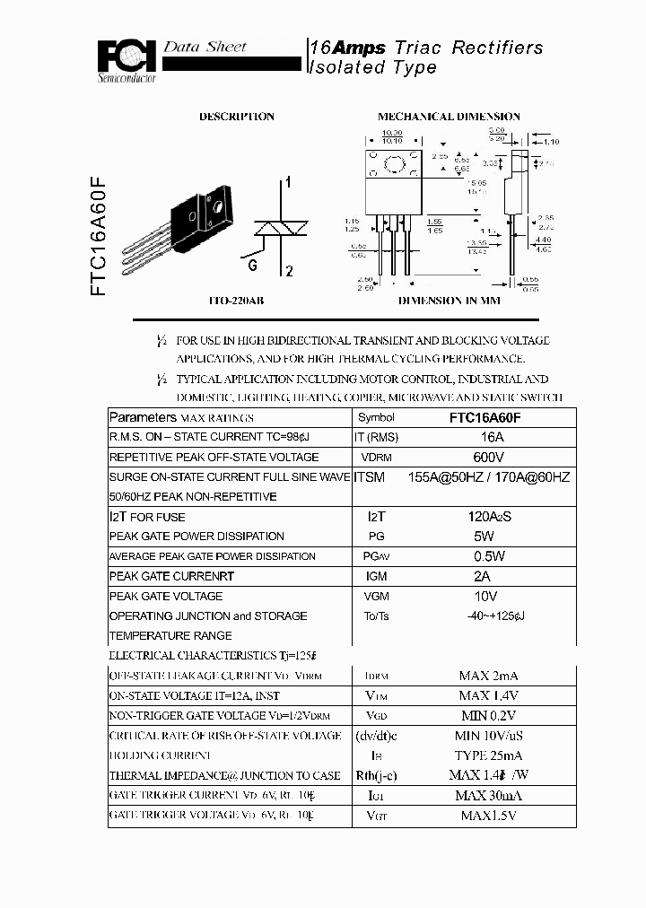 FTC16A60F_6555462.PDF Datasheet