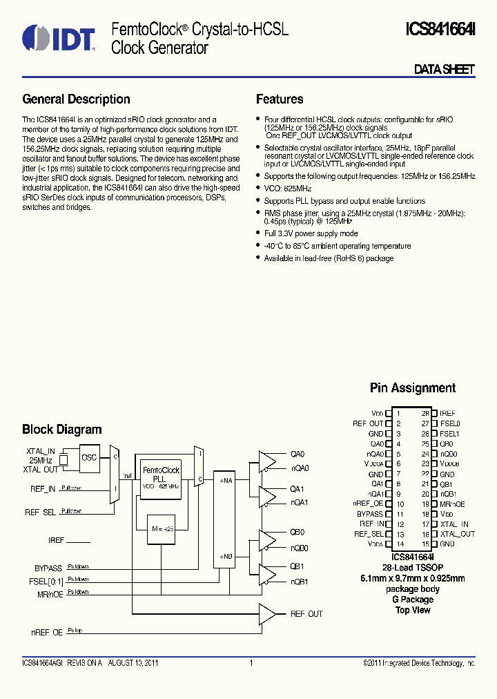 ICS841664AGILFT_6585188.PDF Datasheet
