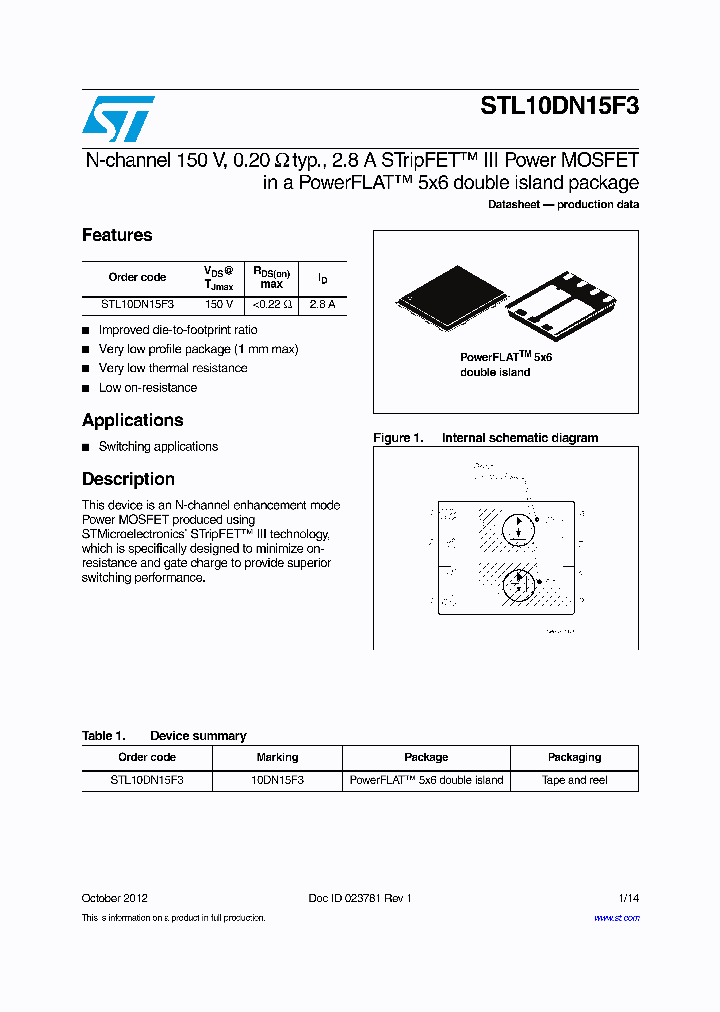 STL10DN15F3_6594566.PDF Datasheet