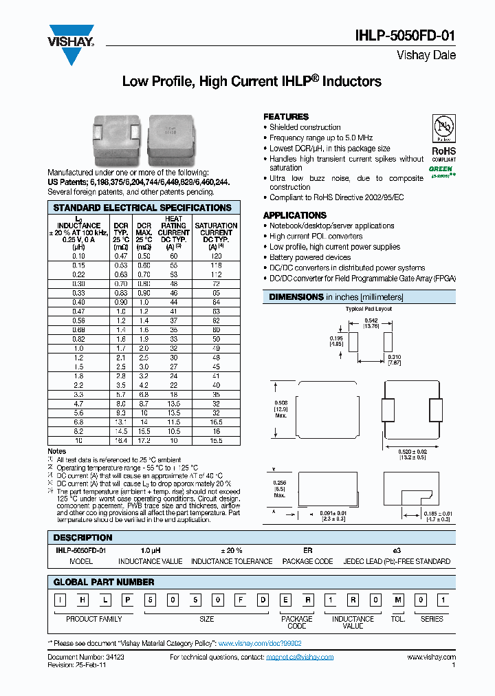 IHLP5050FDER1R0M01_6598930.PDF Datasheet