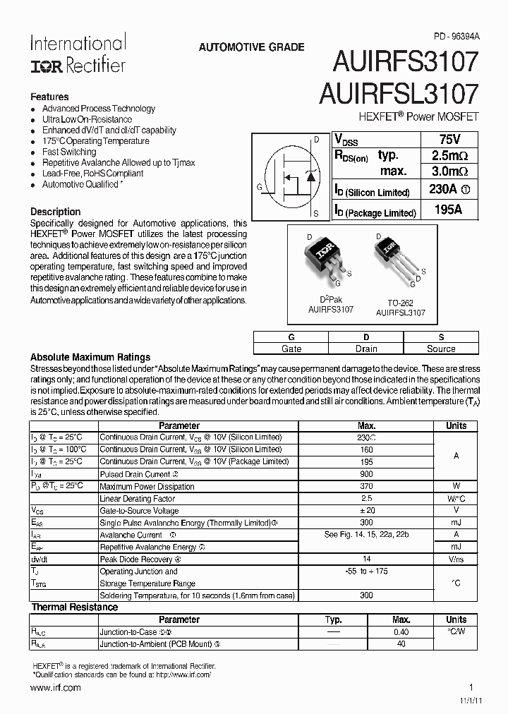 AUIRFS3107_6600564.PDF Datasheet