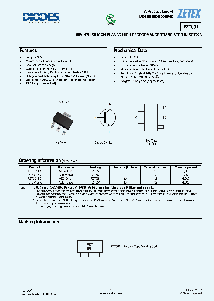 FZT651QTA_6601180.PDF Datasheet