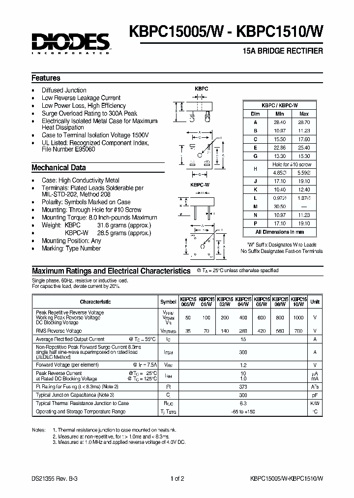 KBPC15005W_6619492.PDF Datasheet