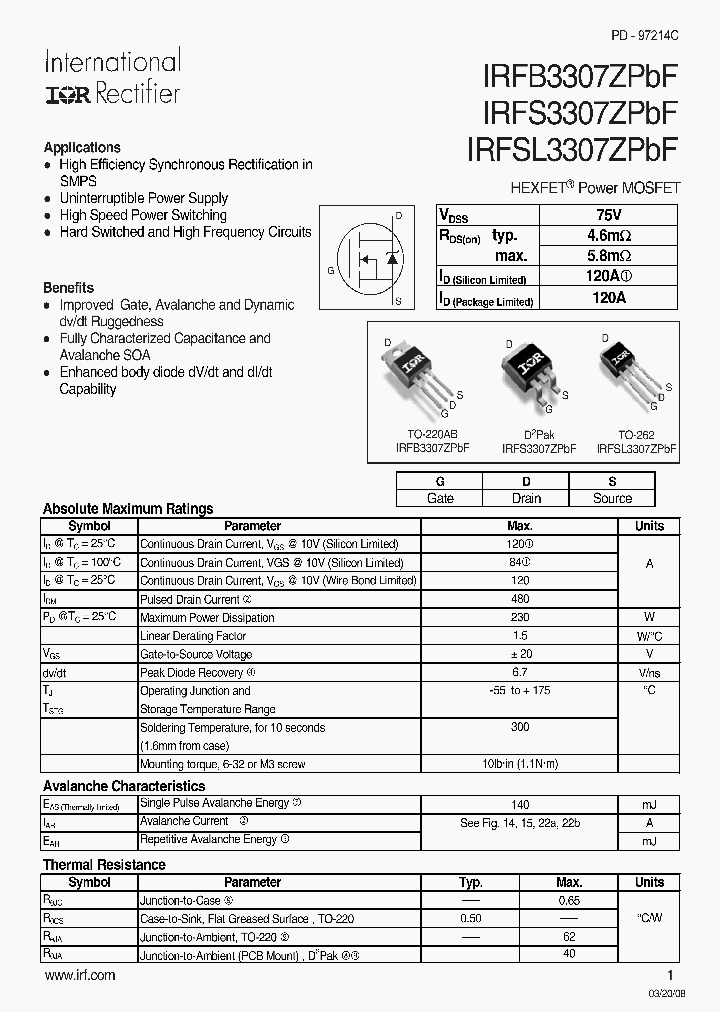IRFB3307ZPBF_6635219.PDF Datasheet