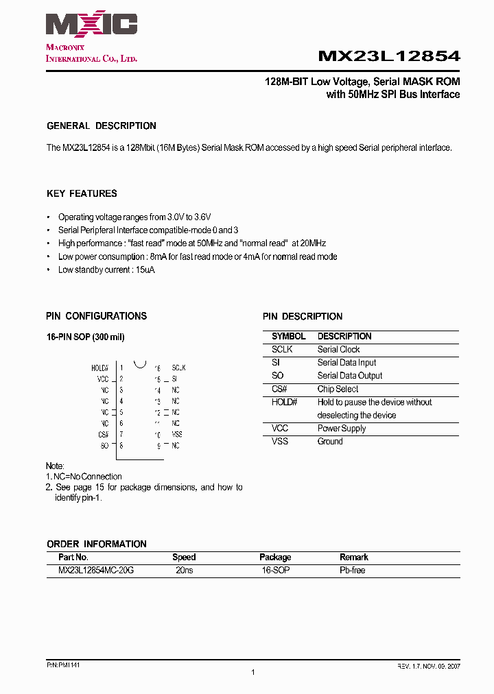 MX23L12854MC-20G_6643161.PDF Datasheet