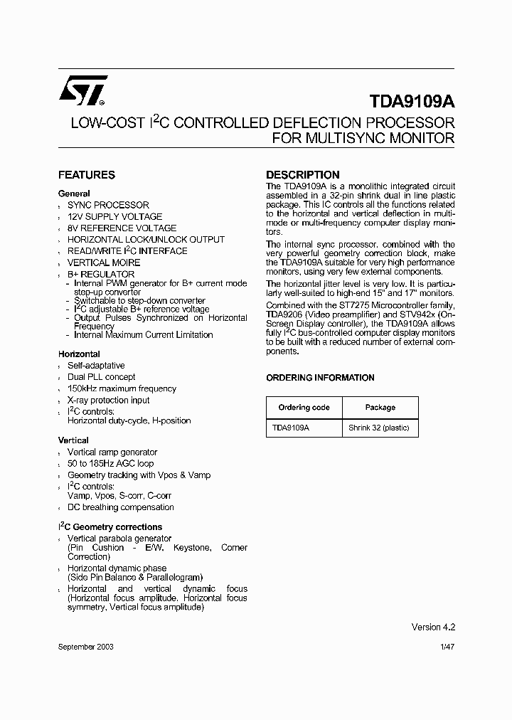 TDA9109A_6645167.PDF Datasheet