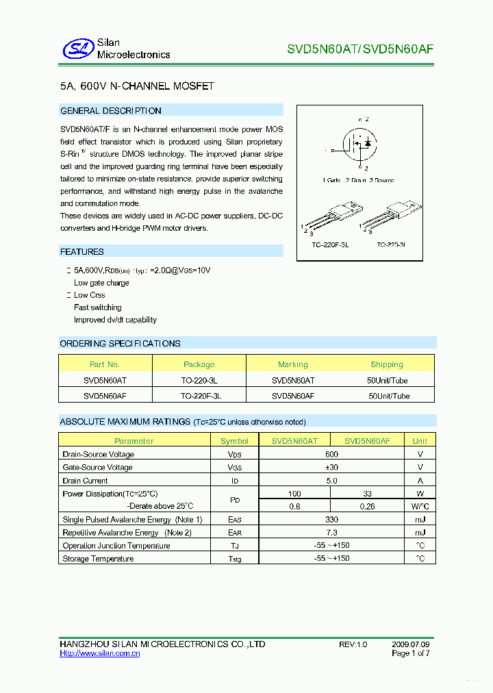 SVD5N60AT_6724929.PDF Datasheet