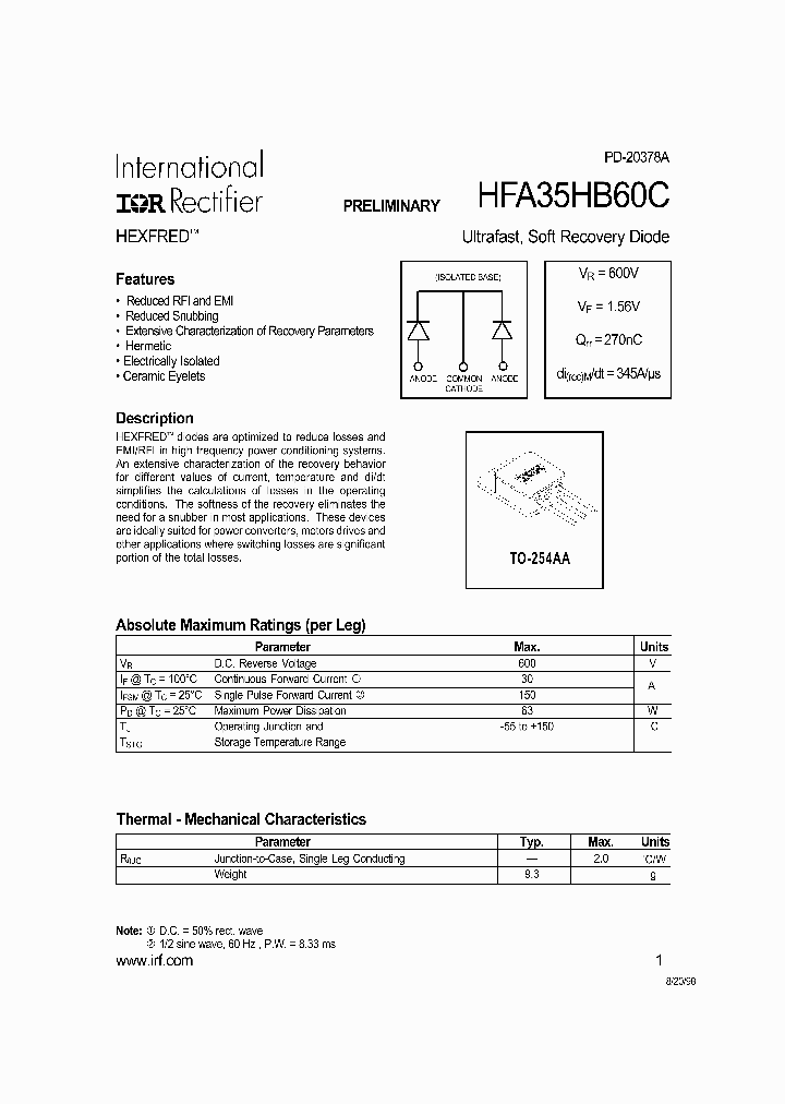 HFA35HB60CSCVPBF_6656216.PDF Datasheet