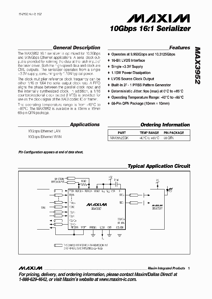 MAX3952EGK-T_6674635.PDF Datasheet