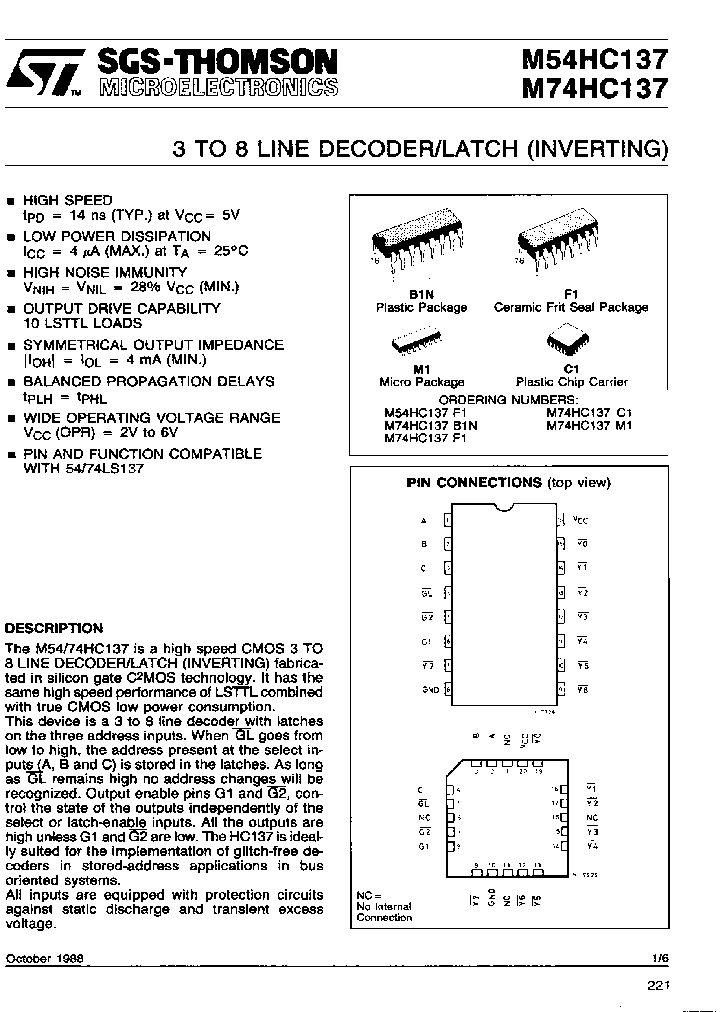 STMICROELECTRONICS-M74HC137F1_6679700.PDF Datasheet