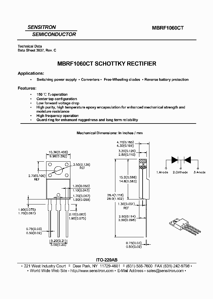SENSITRONSEMICONDUCTOR-MBRF1060CT_6684430.PDF Datasheet
