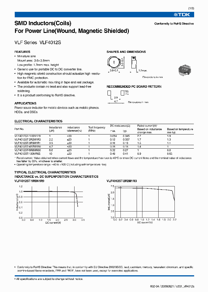 VLF4012ST-100MR65_6691026.PDF Datasheet