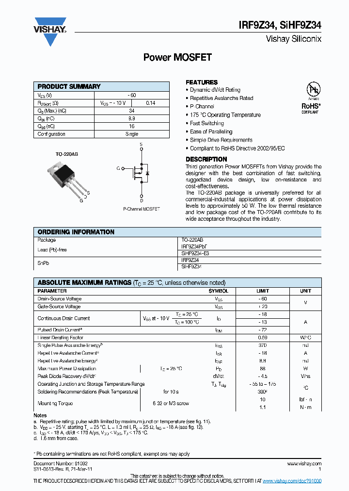 IRF9Z34_6699434.PDF Datasheet