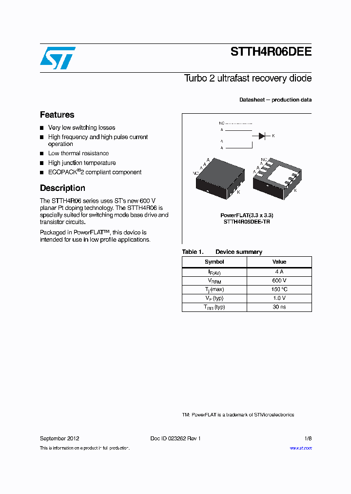 STTH4R06DEE_6918104.PDF Datasheet