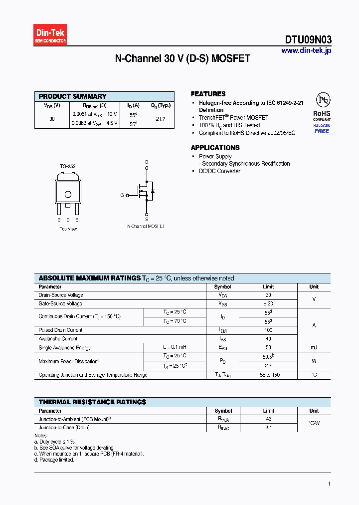 DTU09N03_6927609.PDF Datasheet