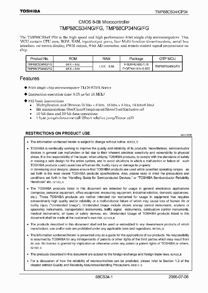 TMP88CP34FG_6726421.PDF Datasheet
