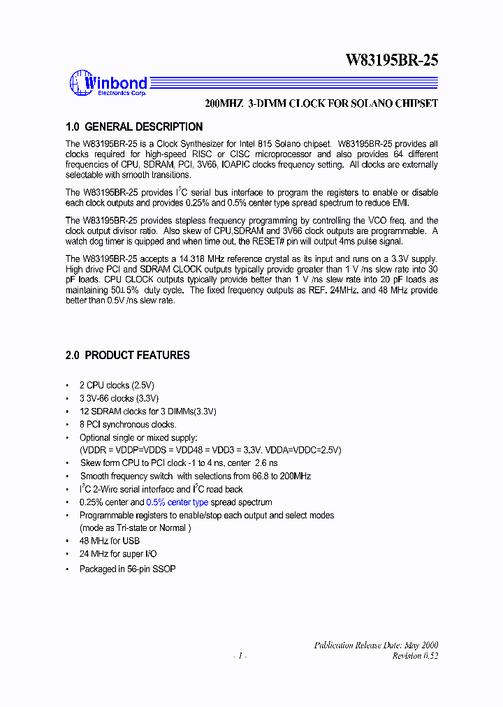 WINBONDELECTRONICSCORP-W83195BR-25_6757461.PDF Datasheet