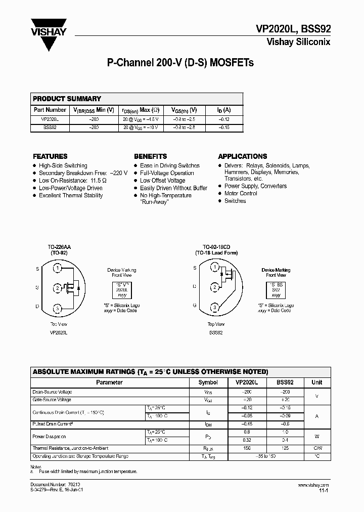 BSS92-TR1_6765857.PDF Datasheet