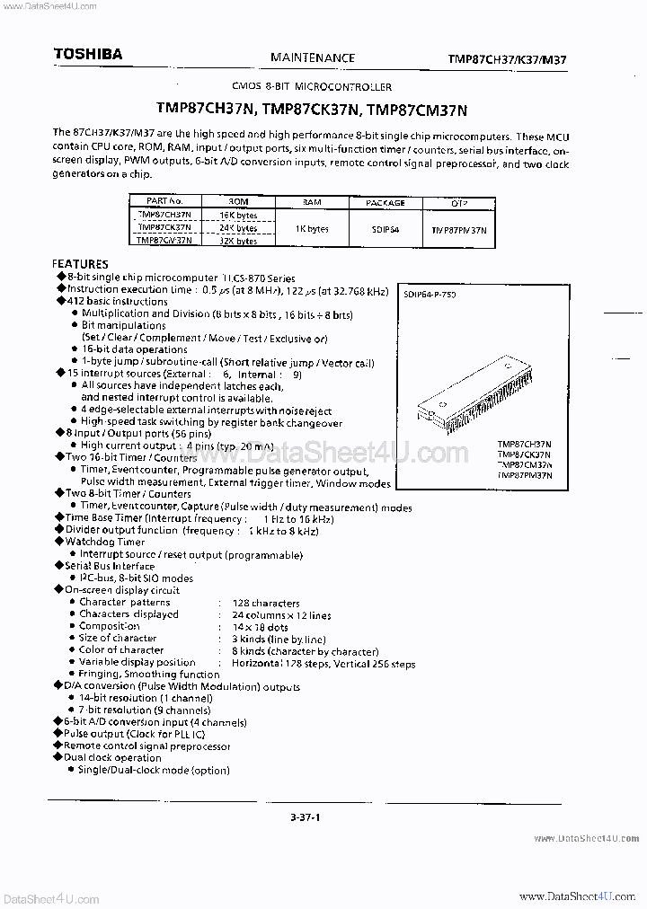 TMP87CM37N_6944842.PDF Datasheet