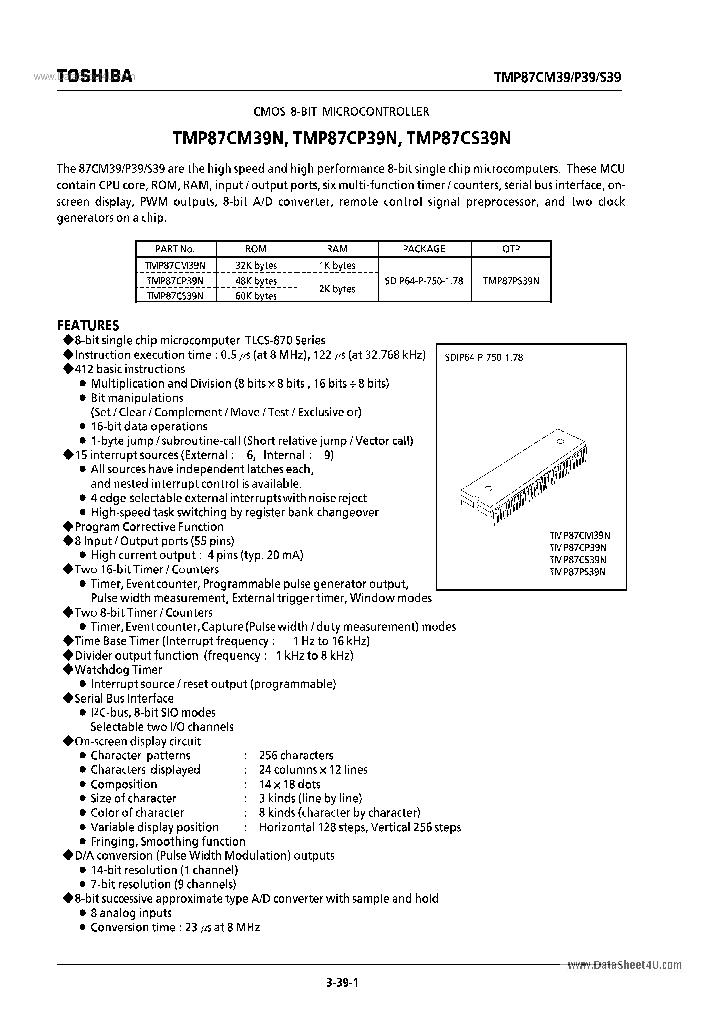 TMP87CM39N_6944844.PDF Datasheet
