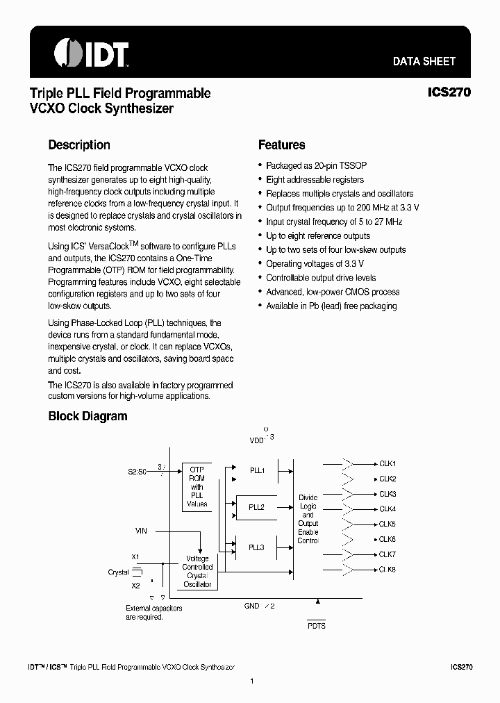 ICS270PGILFT_6797619.PDF Datasheet