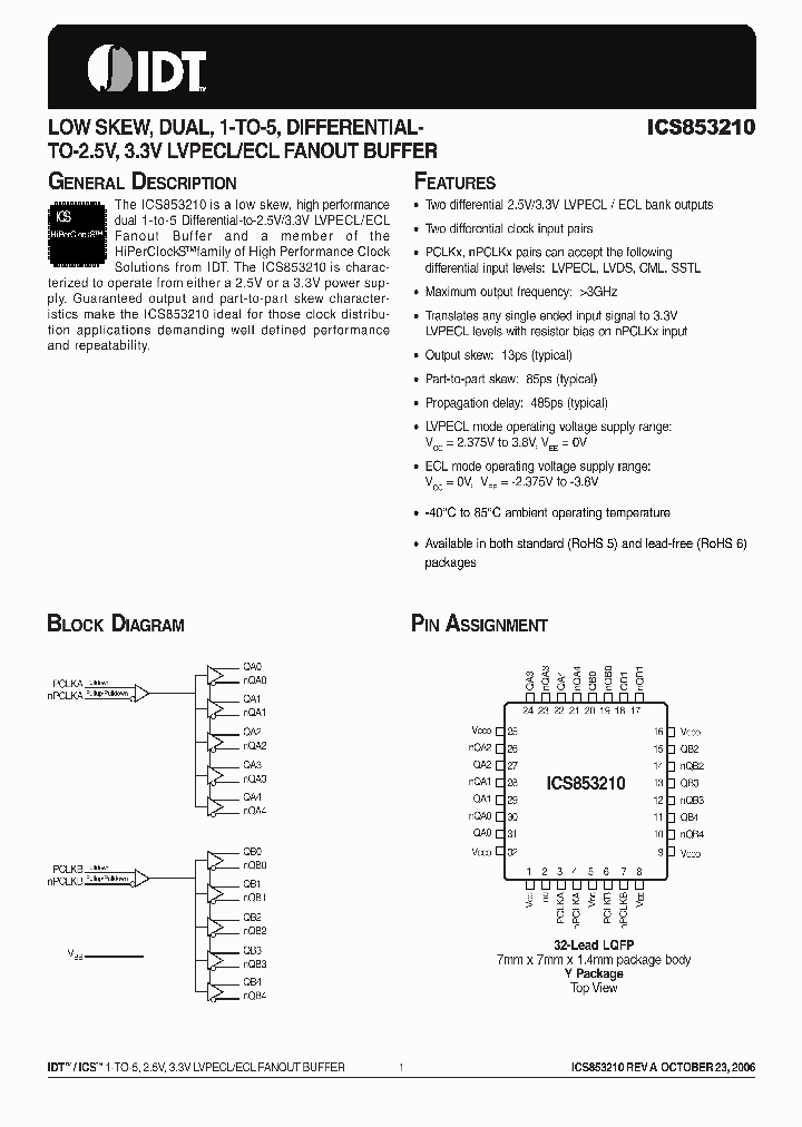 ICS853210AYLF_6810719.PDF Datasheet