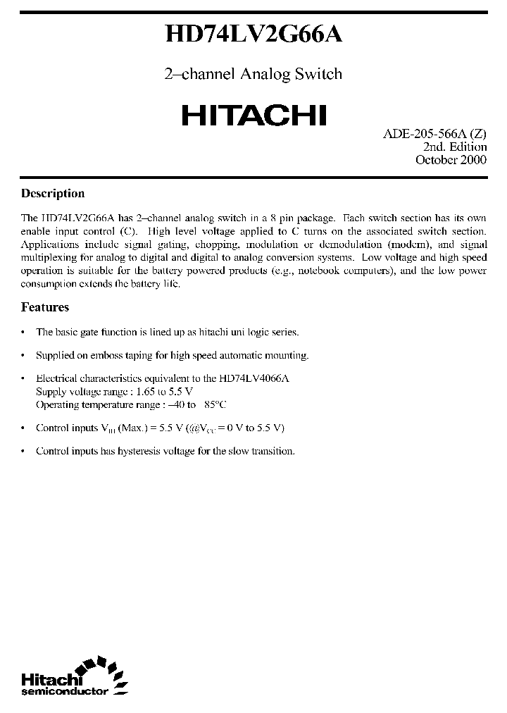 HD74LV2G66AFP-30DSS_6808002.PDF Datasheet