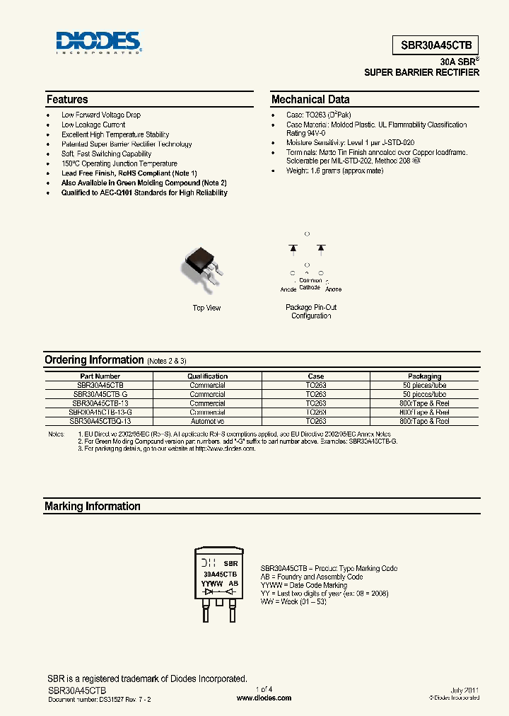 SBR30A45CTB-13_6950175.PDF Datasheet
