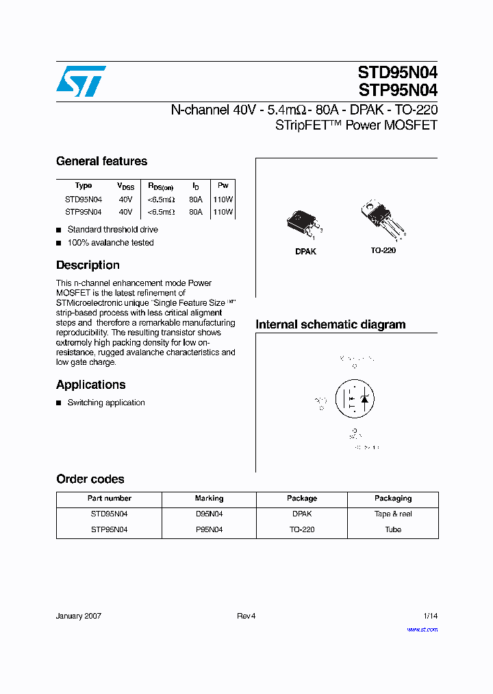 STP95N04_6847254.PDF Datasheet