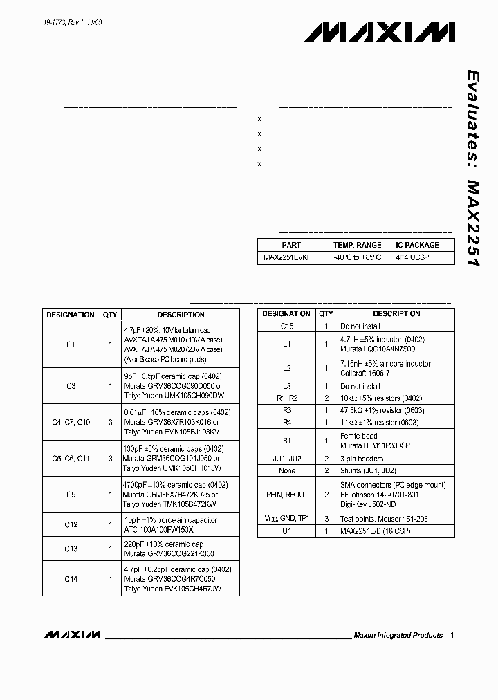 MAX2251EVKIT_6869388.PDF Datasheet