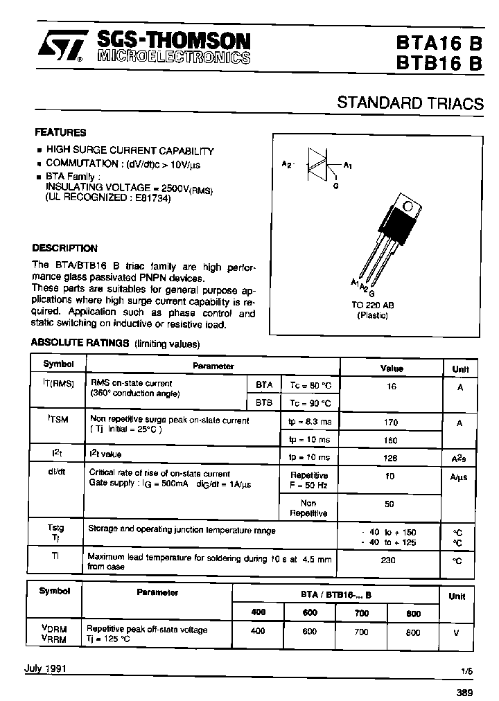 BTA16-700BF2_6876672.PDF Datasheet