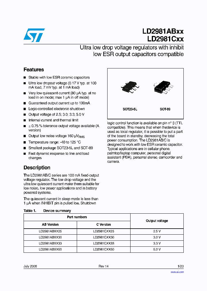 STMICROELECTRONICS-LD2981ABU33TR_6884219.PDF Datasheet