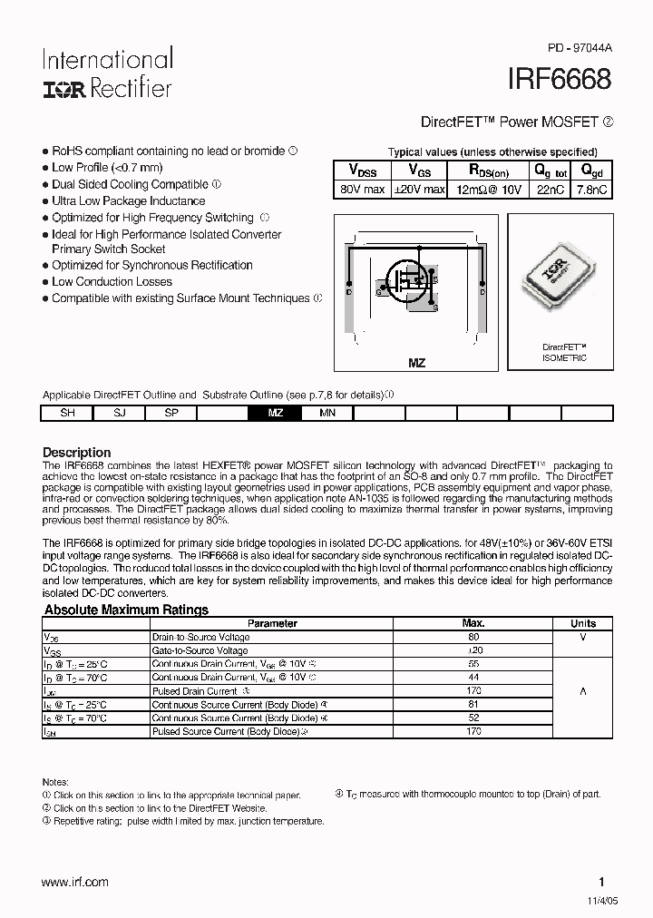 IRF6668_6892304.PDF Datasheet