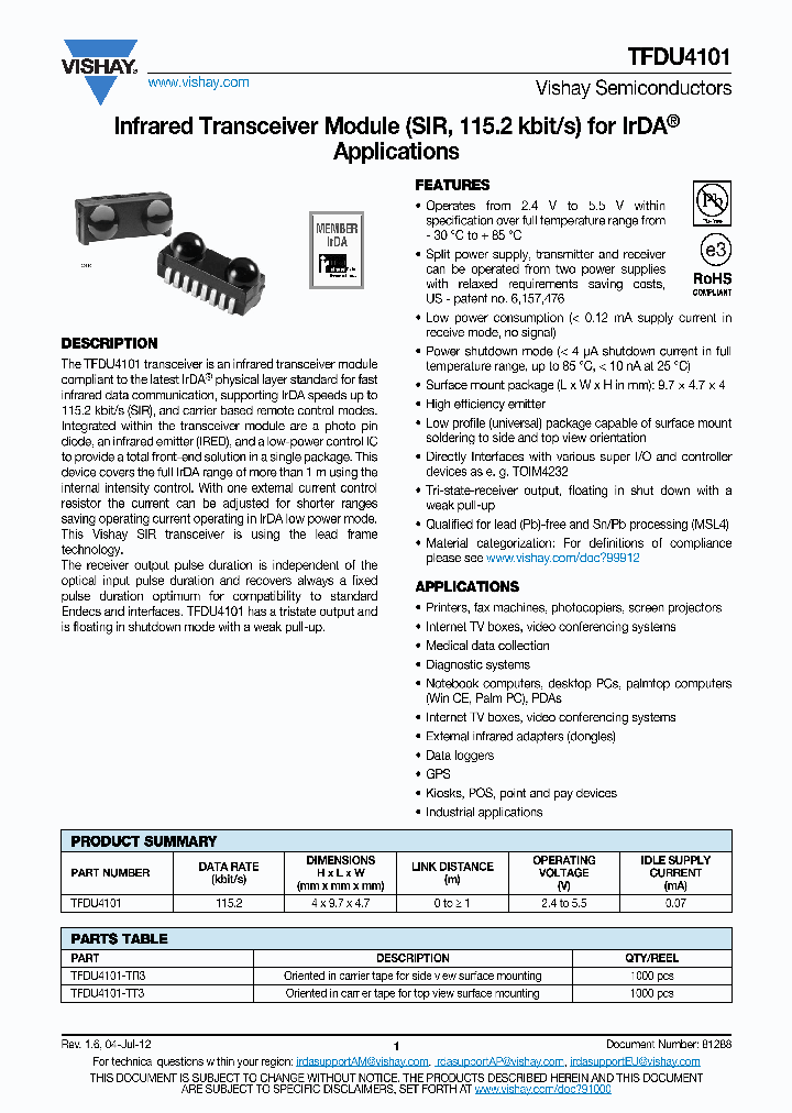 TFDU4101-TR3_6910521.PDF Datasheet