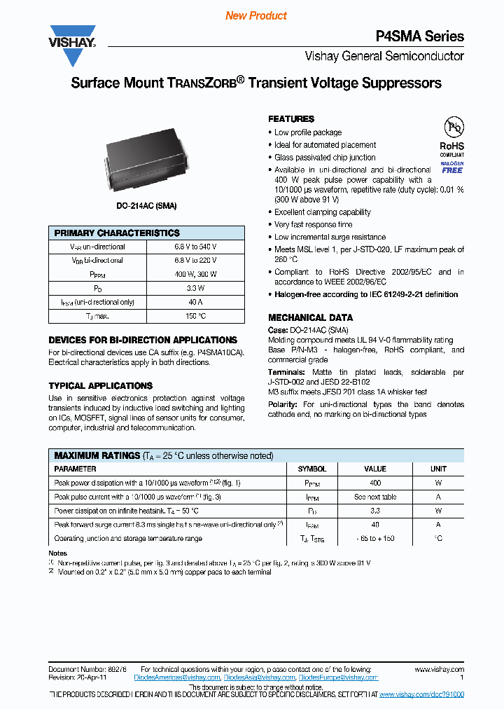P4SMA400A-E3_6944129.PDF Datasheet
